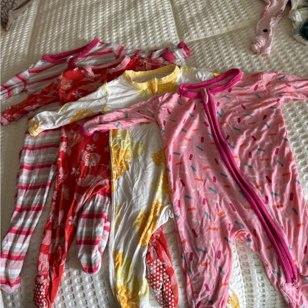 Kickee Pants Pink footie lot of 4, Sprinkle Baby Onesie